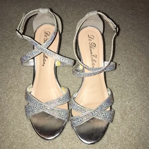 Sliver Sequin Prom Wedge Shoes